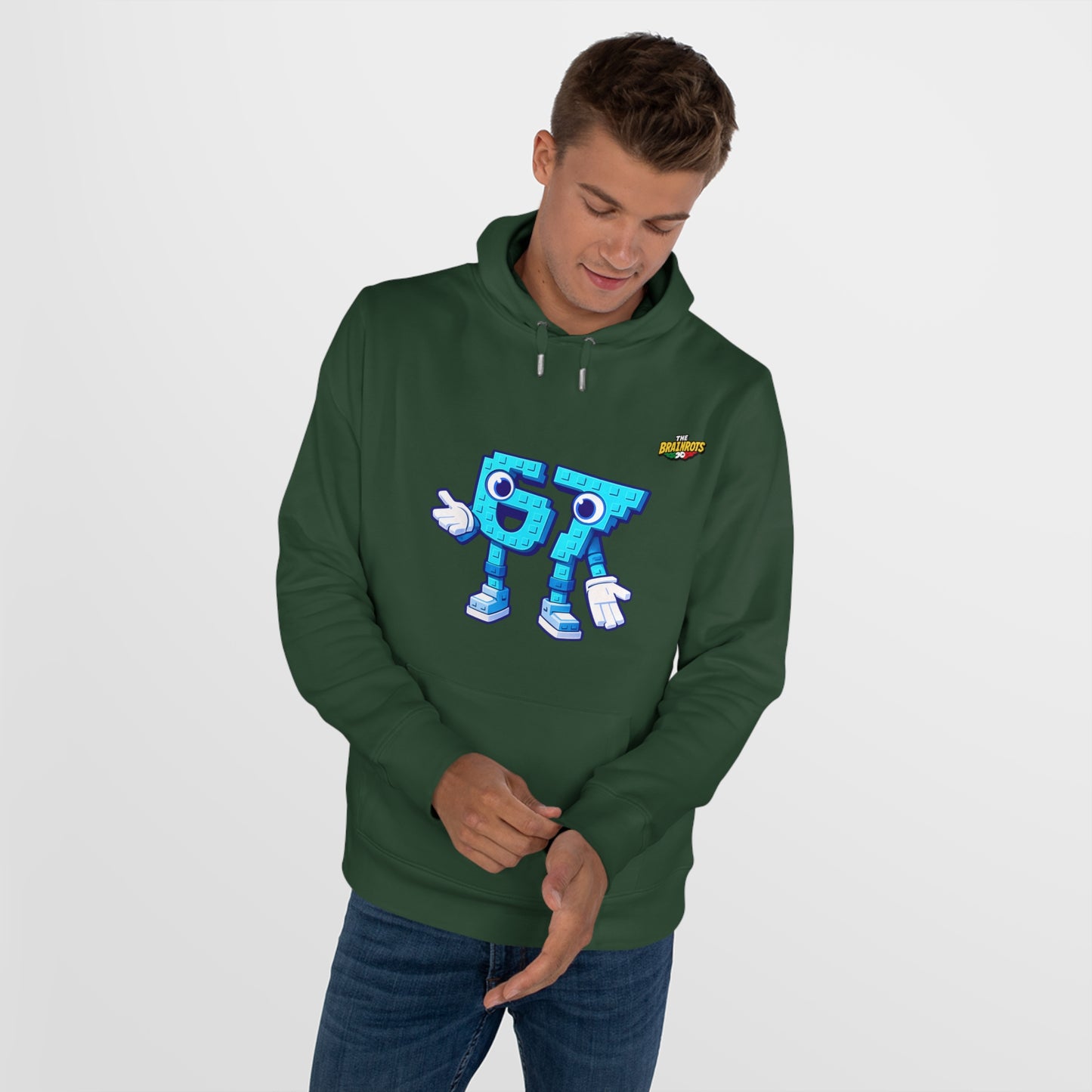 Felpa con Cappuccio unisex The Brainrtos 67 Six Seven #1 - King Graphic Hoodie — Cute Blue 97 Character Streetwear Sweatshirt