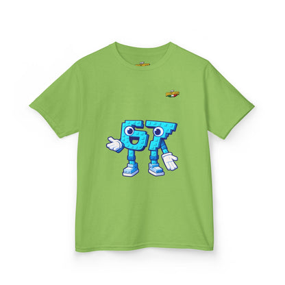 T-Shirt Bambini Collezione The Brainrots 67 Six Seven #1 - Kids Tee - Playful Blue Cartoon '97' Character Graphic