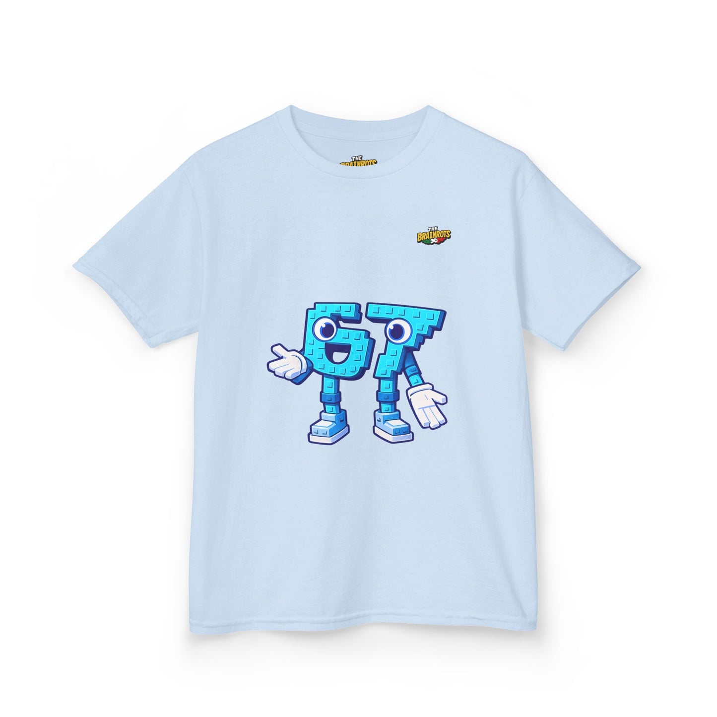 T-Shirt Bambini Collezione The Brainrots 67 Six Seven #1 - Kids Tee - Playful Blue Cartoon '97' Character Graphic
