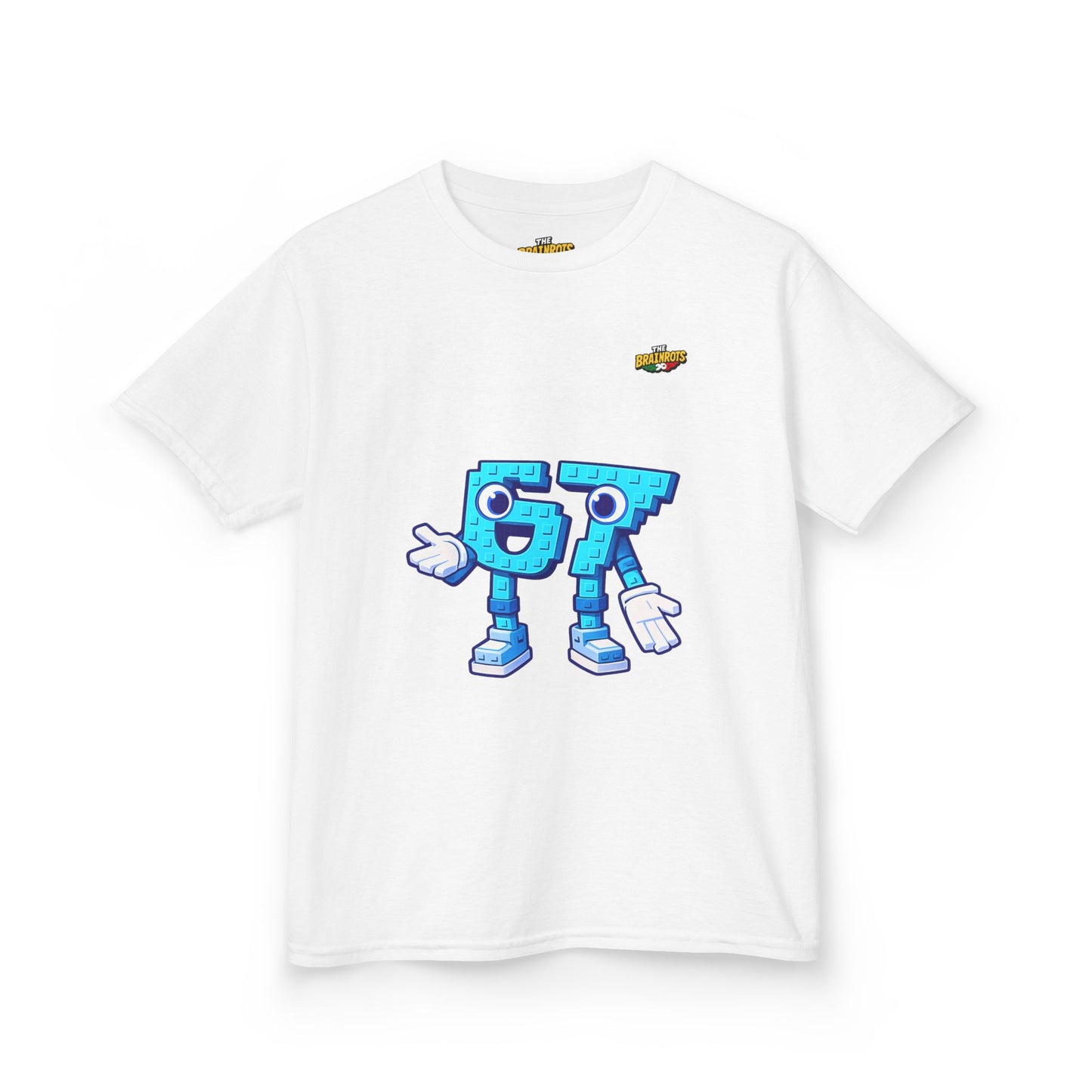 T-Shirt Bambini Collezione The Brainrots 67 Six Seven #1 - Kids Tee - Playful Blue Cartoon '97' Character Graphic