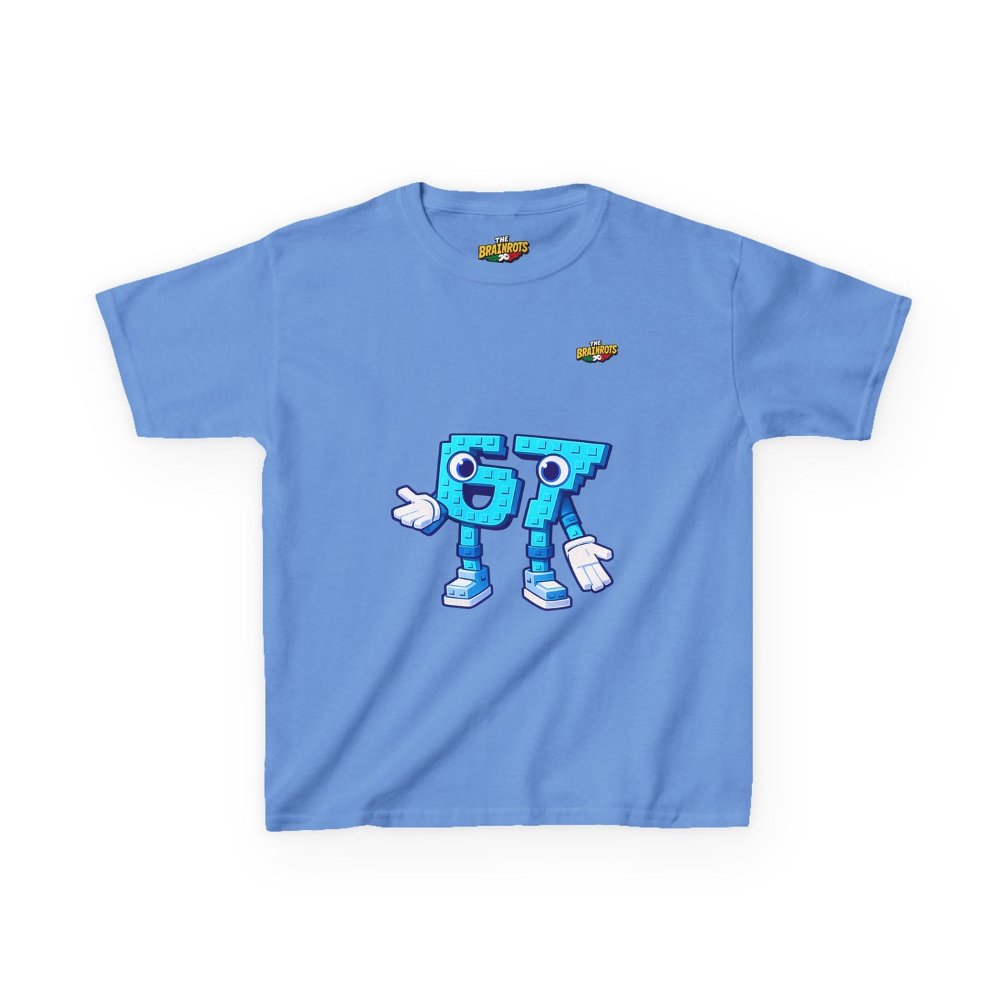 T-Shirt Bambini Collezione The Brainrots 67 Six Seven #1 - Kids Tee - Playful Blue Cartoon '97' Character Graphic
