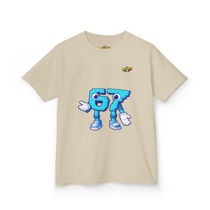 T-Shirt Bambini Collezione The Brainrots 67 Six Seven #1 - Kids Tee - Playful Blue Cartoon '97' Character Graphic
