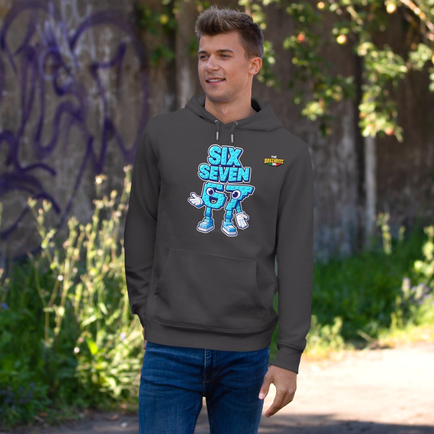 Felpa con Cappuccio unisex The Brainrtos 67 Six Seven #2 - King Graphic Hoodie — Cute Blue 97 Character Streetwear Sweatshirt