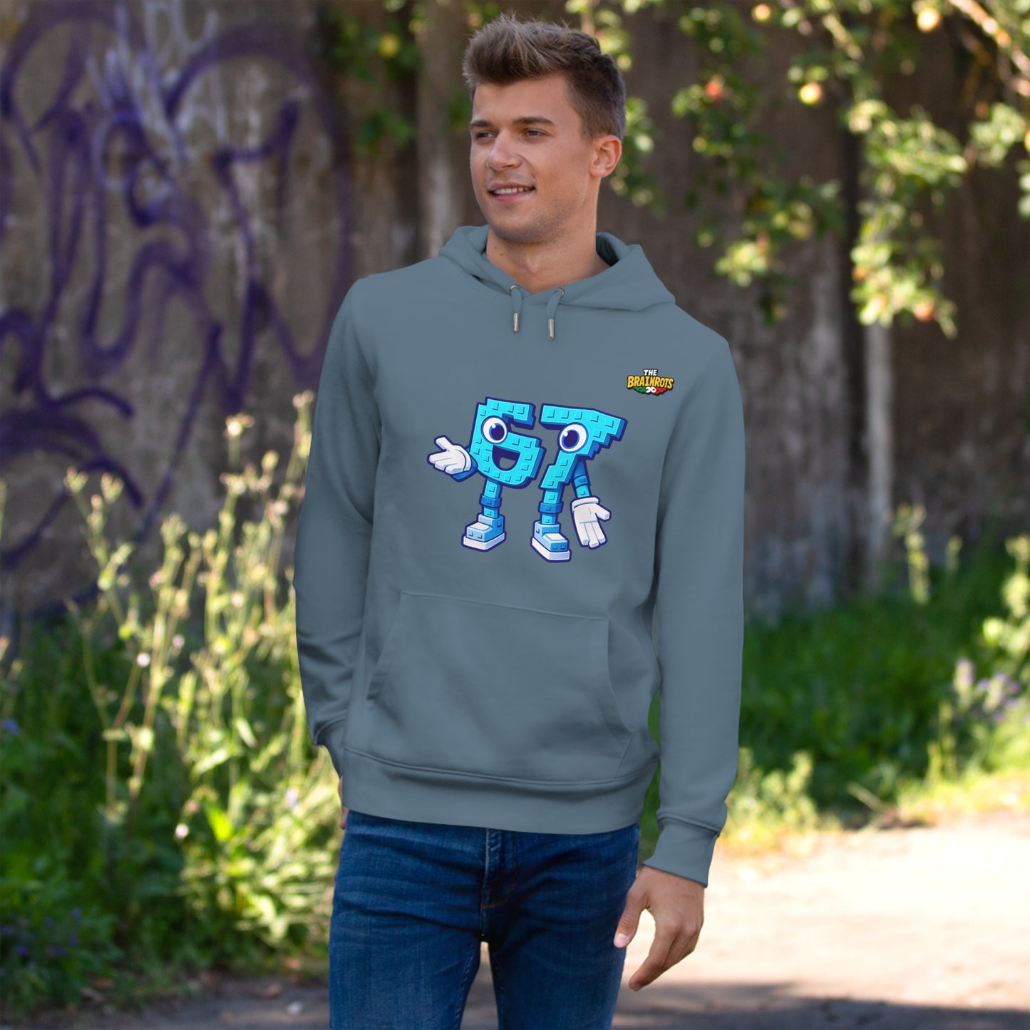Felpa con Cappuccio unisex The Brainrtos 67 Six Seven #1 - King Graphic Hoodie — Cute Blue 97 Character Streetwear Sweatshirt