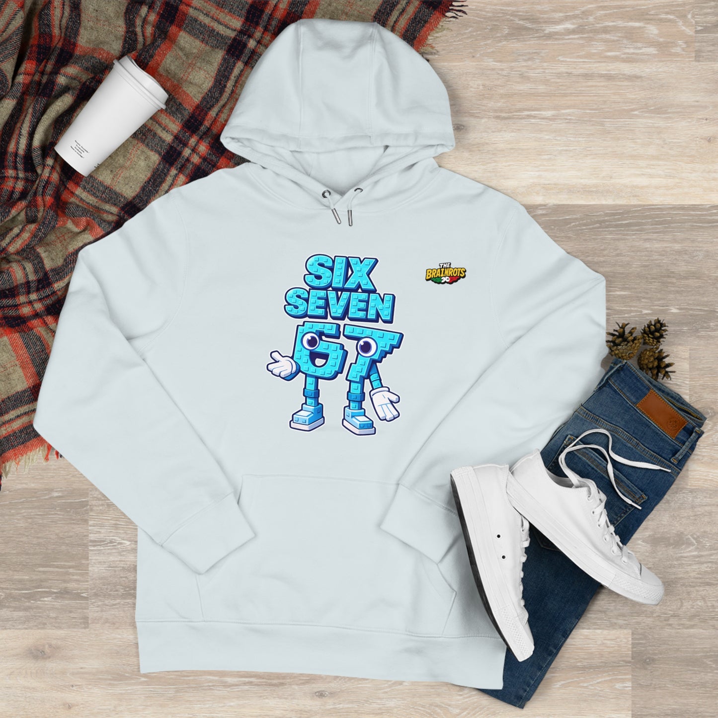 Felpa con Cappuccio unisex The Brainrtos 67 Six Seven #2 - King Graphic Hoodie — Cute Blue 97 Character Streetwear Sweatshirt