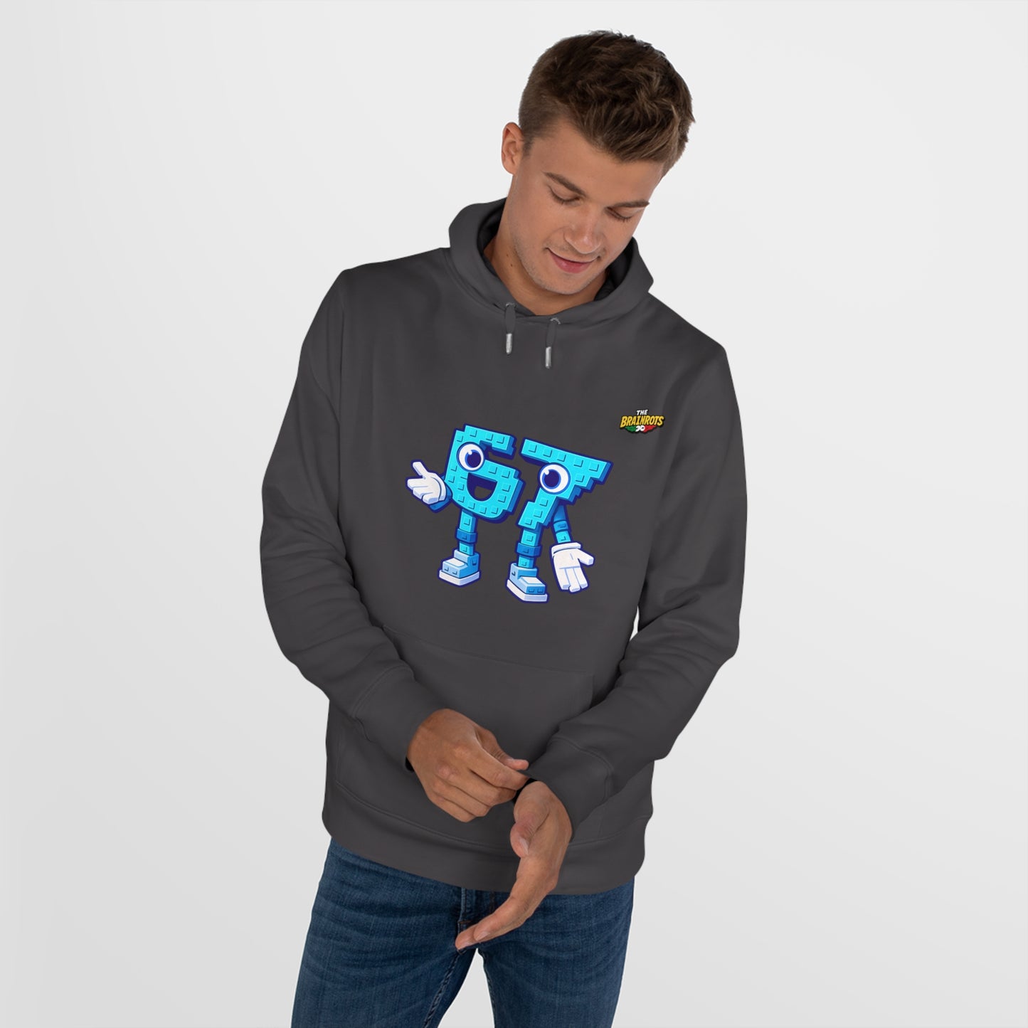 Felpa con Cappuccio unisex The Brainrtos 67 Six Seven #1 - King Graphic Hoodie — Cute Blue 97 Character Streetwear Sweatshirt