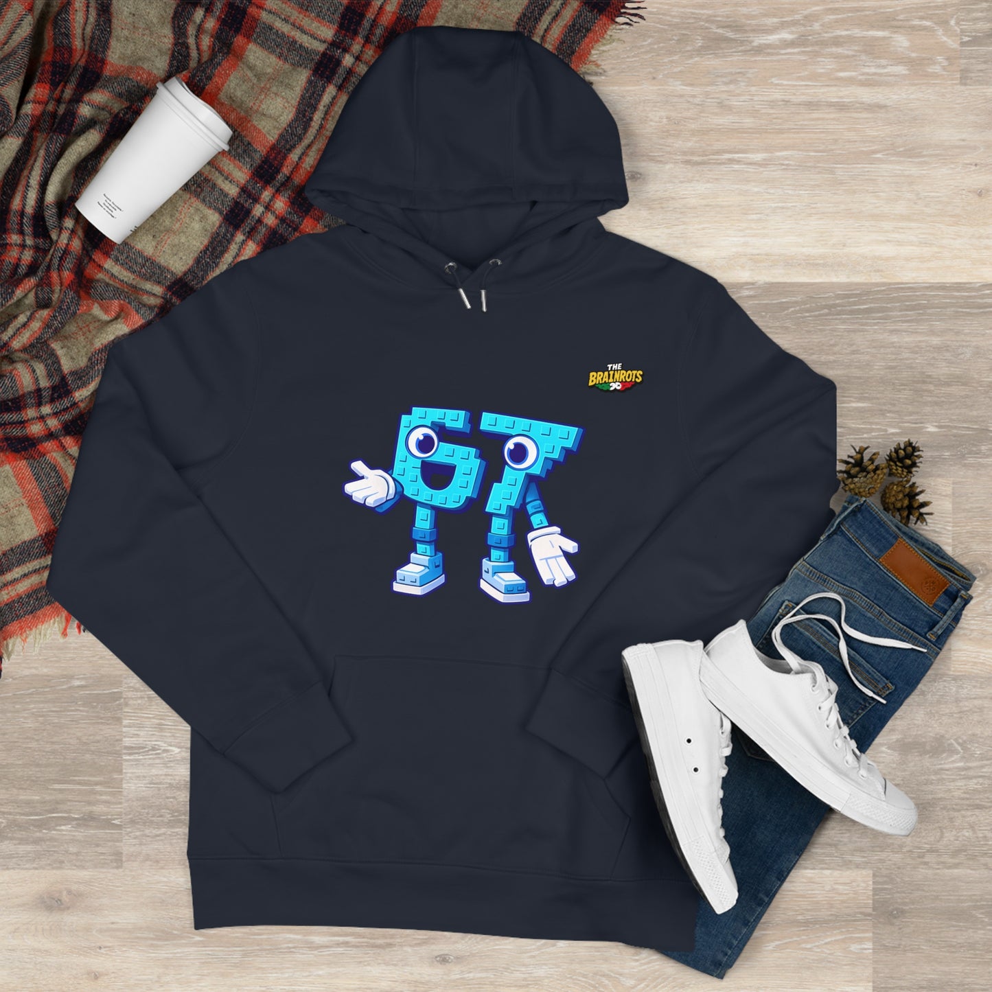 Felpa con Cappuccio unisex The Brainrtos 67 Six Seven #1 - King Graphic Hoodie — Cute Blue 97 Character Streetwear Sweatshirt