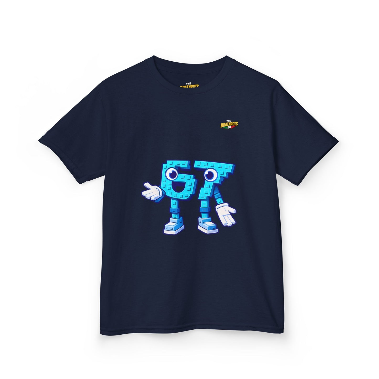 T-Shirt Bambini Collezione The Brainrots 67 Six Seven #1 - Kids Tee - Playful Blue Cartoon '97' Character Graphic