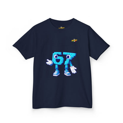 T-Shirt Bambini Collezione The Brainrots 67 Six Seven #1 - Kids Tee - Playful Blue Cartoon '97' Character Graphic