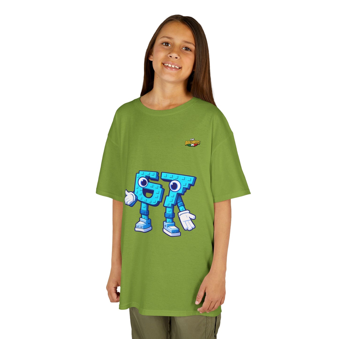 T-Shirt Bambini Collezione The Brainrots 67 Six Seven #1 - Kids Tee - Playful Blue Cartoon '97' Character Graphic