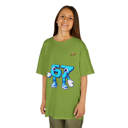 T-Shirt Bambini Collezione The Brainrots 67 Six Seven #1 - Kids Tee - Playful Blue Cartoon '97' Character Graphic