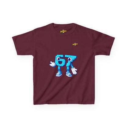 T-Shirt Bambini Collezione The Brainrots 67 Six Seven #1 - Kids Tee - Playful Blue Cartoon '97' Character Graphic