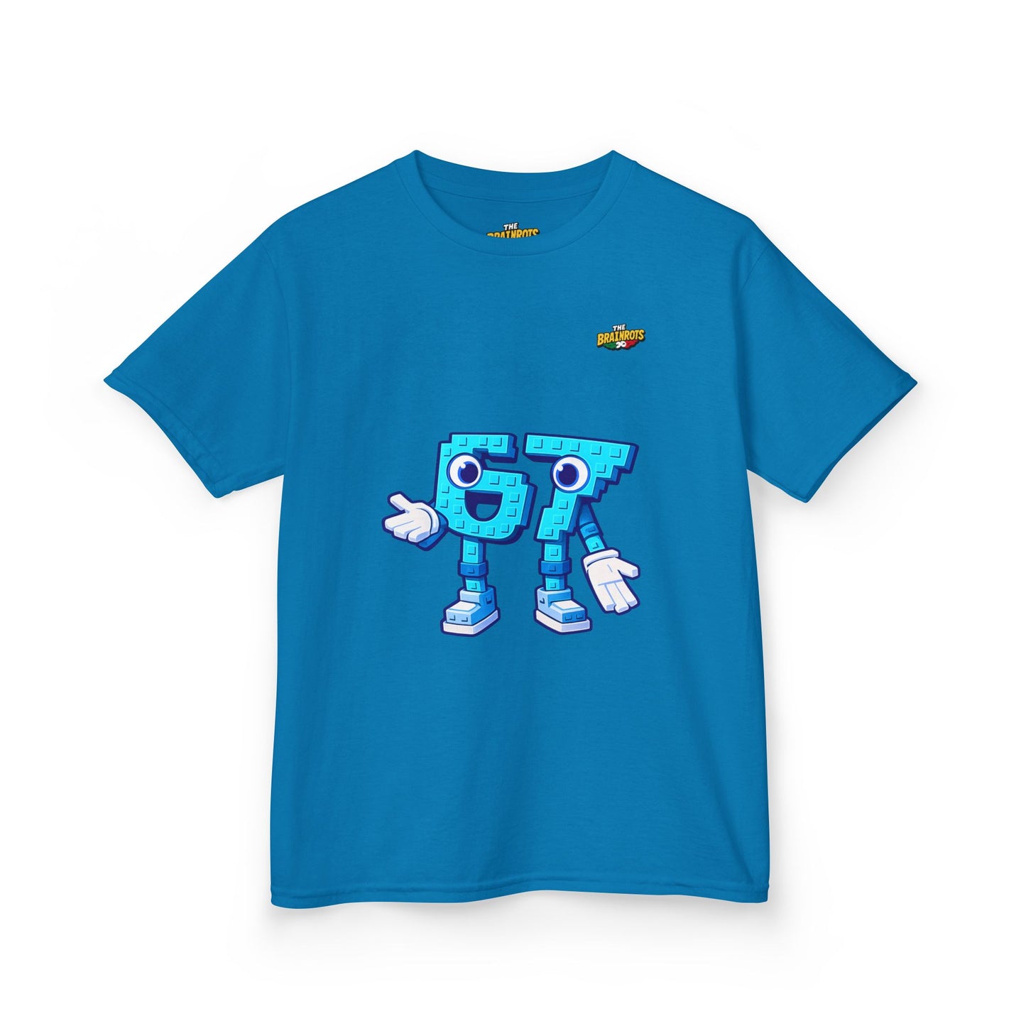 T-Shirt Bambini Collezione The Brainrots 67 Six Seven #1 - Kids Tee - Playful Blue Cartoon '97' Character Graphic