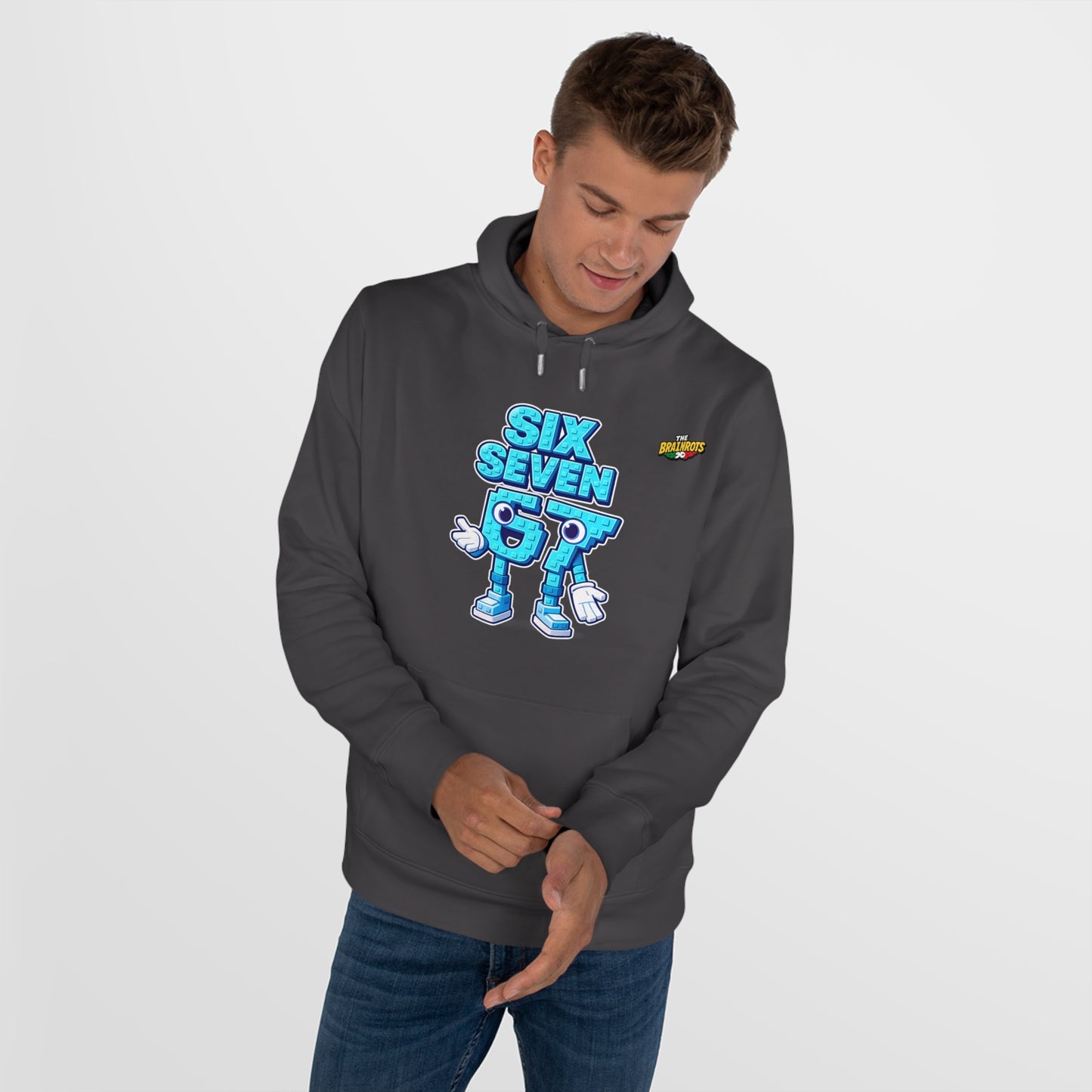 Felpa con Cappuccio unisex The Brainrtos 67 Six Seven #2 - King Graphic Hoodie — Cute Blue 97 Character Streetwear Sweatshirt