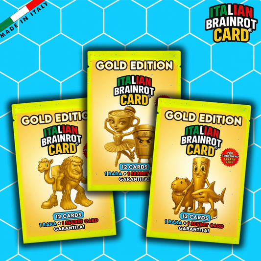 Bustina "GOLD" ITALIAN BRAINROT CARD ® da 12 Carte - Gioco di Carte Collezionabili (TCG Ufficiale)