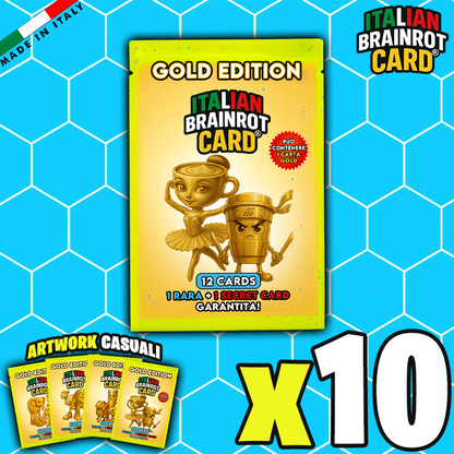 Bustina "GOLD" ITALIAN BRAINROT CARD ® da 12 Carte - Gioco di Carte Collezionabili (TCG Ufficiale)