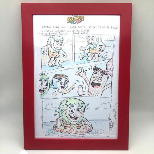 Tavole Originale del Fumetto "THE BRAINROT" numero ZERO - Storia Brr Brr Patapim va al Mare