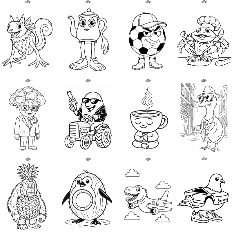 The Brainrots - 12 Pagine da Colorare per Bambini [ PDF Digitale Stampabile ]