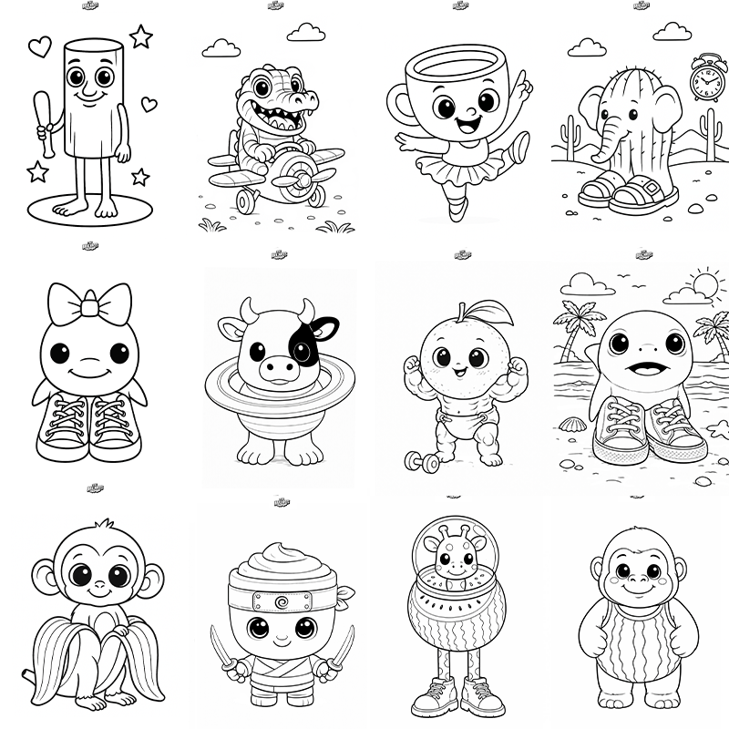 The Brainrots - 12 Pagine da Colorare per Bambini [ PDF Digitale Stampabile ]